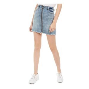 INDIGO REIN Womens Blue Zippered Front Mini Pencil Skirt 0